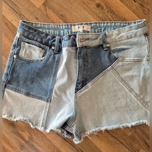 Patchwork Denim Jean Shorts